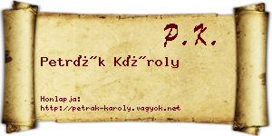 Petrák Károly névjegykártya