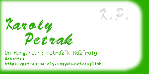 karoly petrak business card